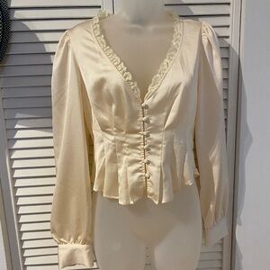Cream Lace neck Blouse